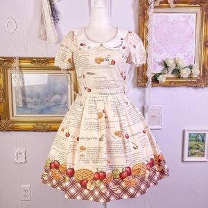 🍎🍏🥧Novelty Print Dress with Peter Pan Collar🥧🍏🍎